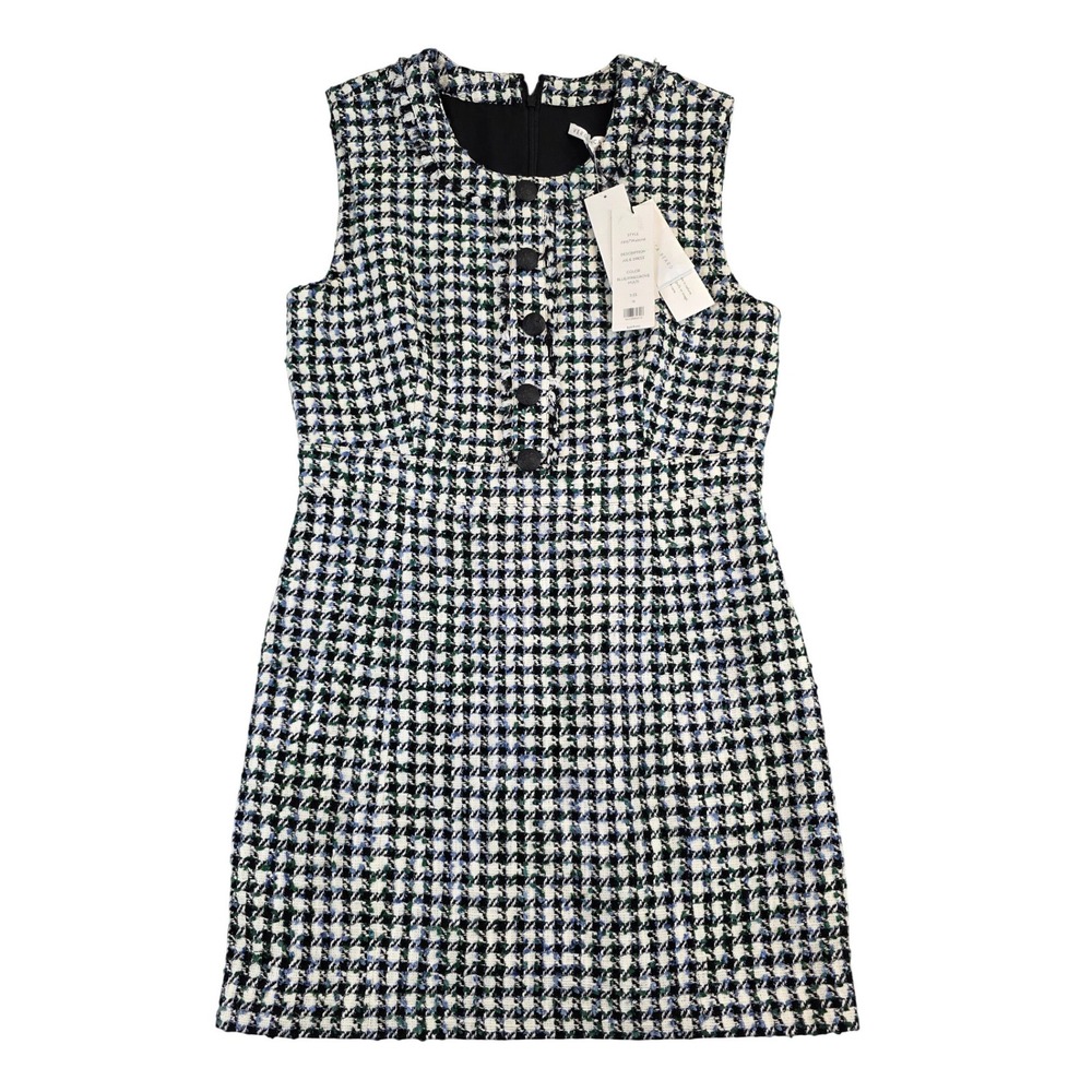 Veronica Beard Julie Dress Blue Pinegrove Multi Houndstooth Tweed Size 12 NEW